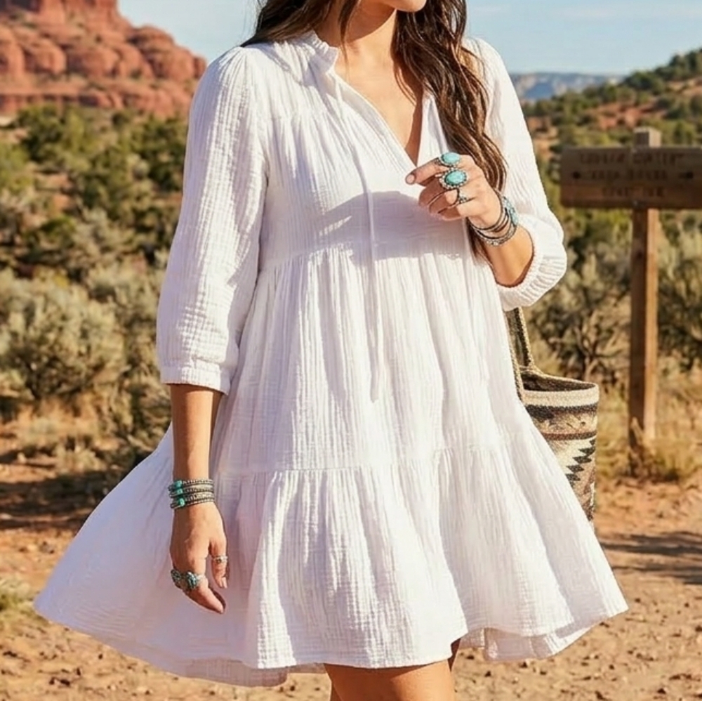 Honorine White Gauze Mini Dress EUC - Picture 5 of 5